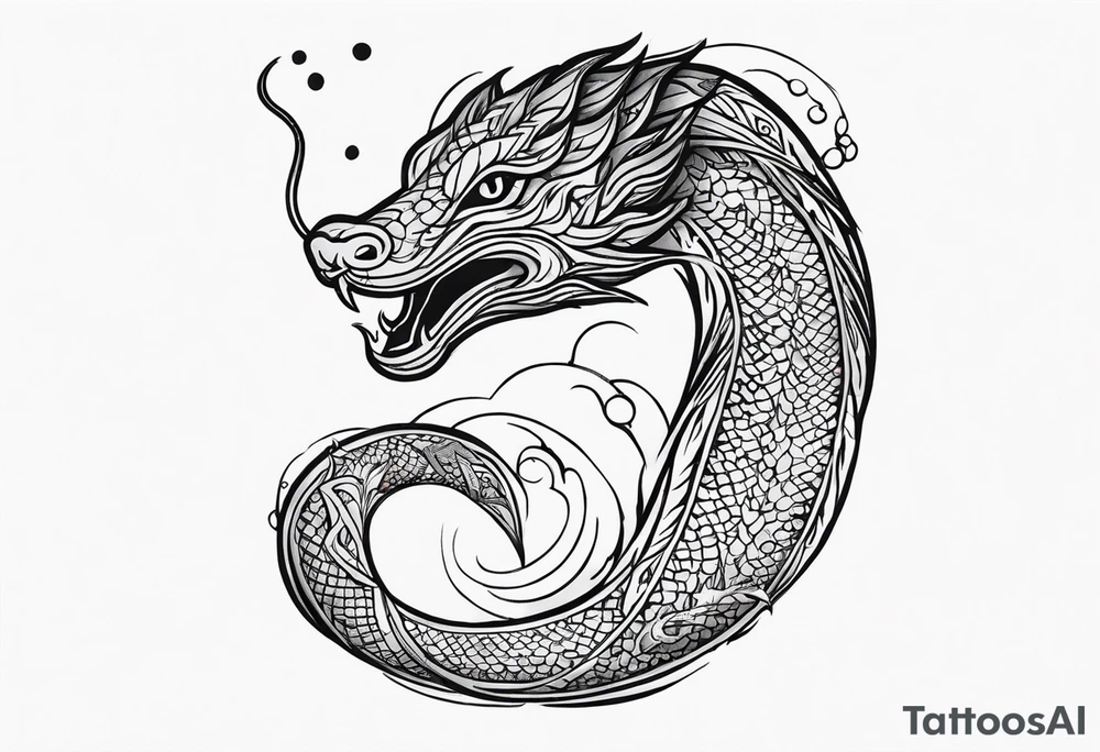 serpent in water mythical creature tattoo idea