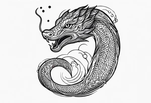 serpent in water mythical creature tattoo idea