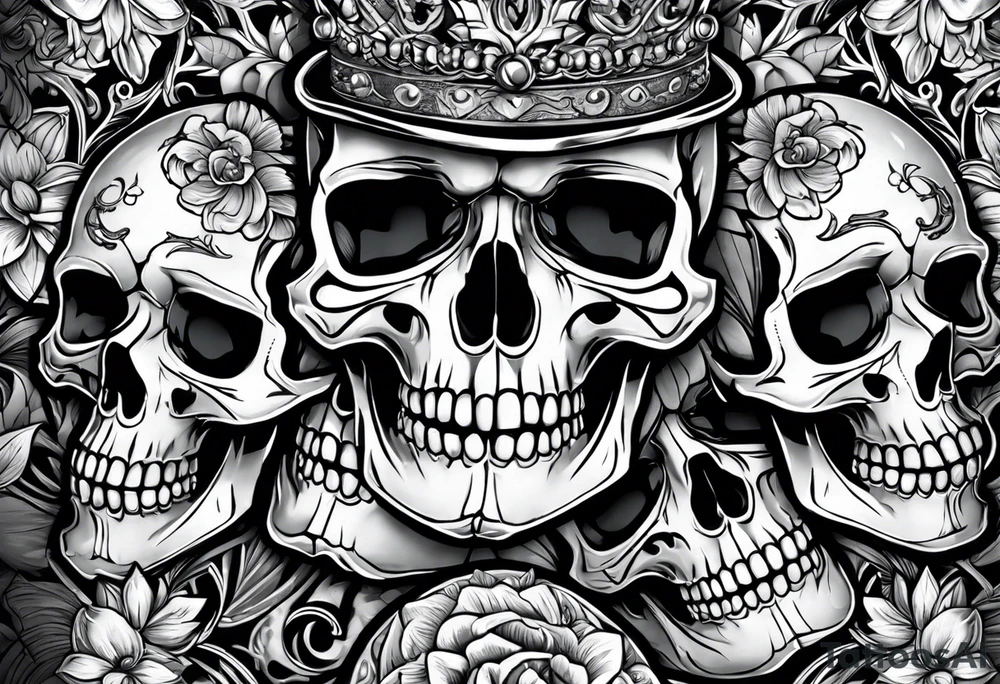 alter made of skulls tattoo idea