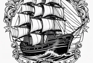 lower leg sleeve with a ship tattoo idea