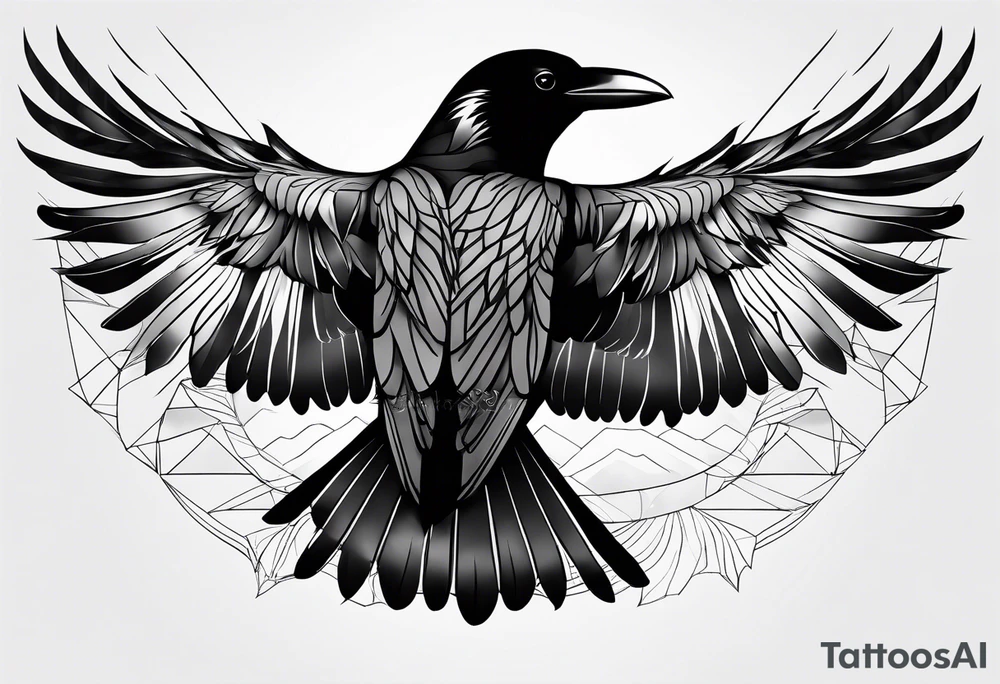 outline of a crow with open wings tattoo idea