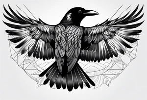 outline of a crow with open wings tattoo idea