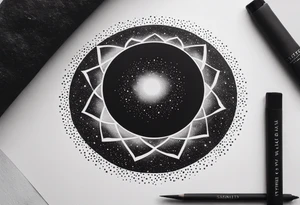 simple galaxy in a circle, white background tattoo idea