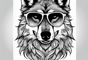 Badass Wolf wearing Sunglasses tattoo idea