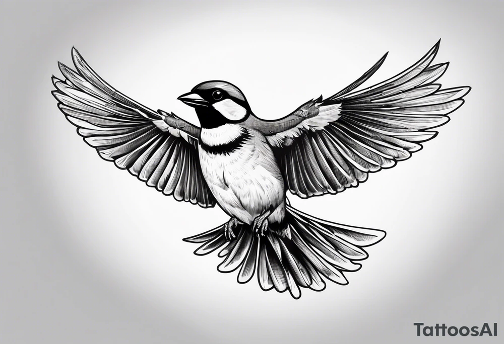one flying 
sparrow, sunrays, tattoo idea