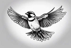 one flying 
sparrow, sunrays, tattoo idea