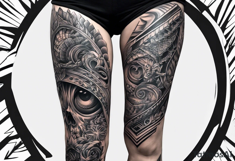 Full leg tattoo 2D tattoo idea