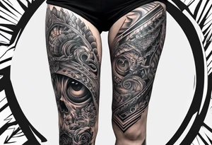 Full leg tattoo 2D tattoo idea