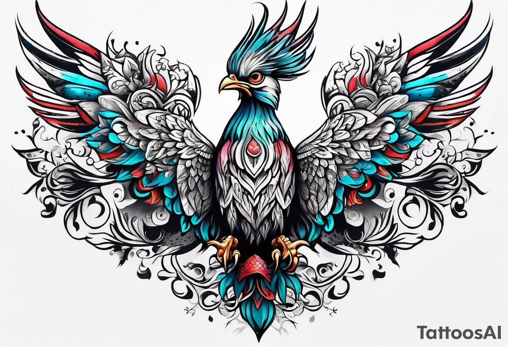 russian firebird with onion cap towers in background tattoo idea