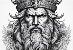 face de Zeus com raios tattoo idea