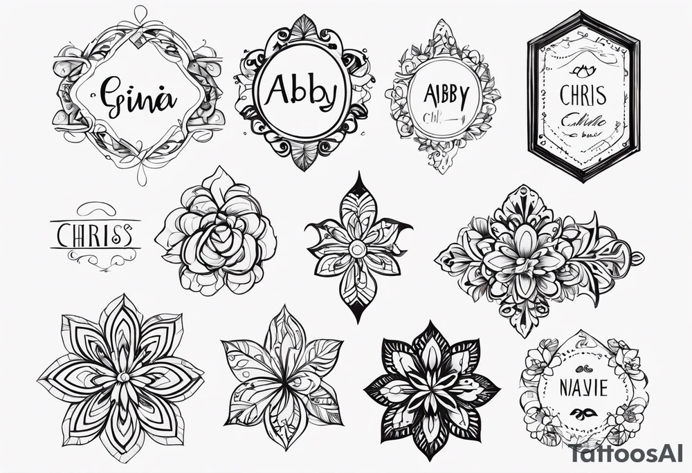 Use these names in a design:
Chris, Abby, Emily, Elena tattoo idea