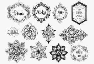 Use these names in a design:
Chris, Abby, Emily, Elena tattoo idea