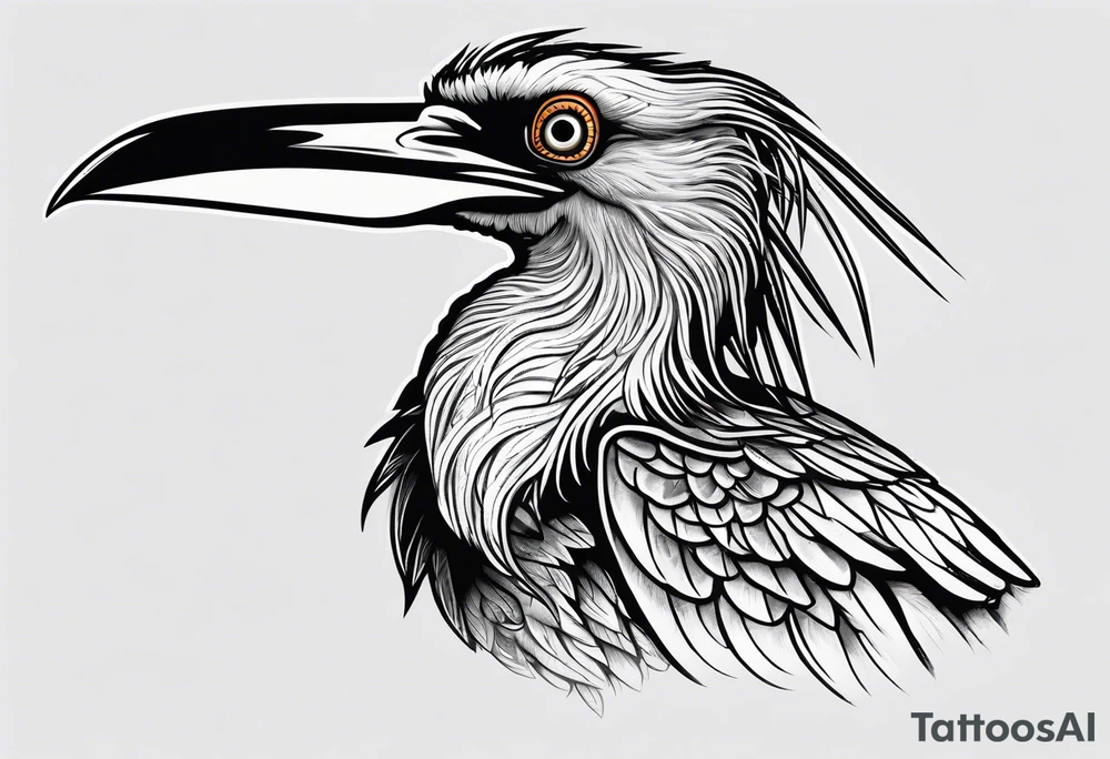 Scary shoebill stork American traditional tattoo idea