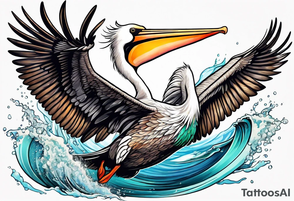 pelican +diving +water tattoo idea