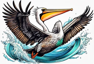 pelican +diving +water tattoo idea