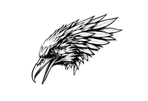 linear abstract raven tattoo idea