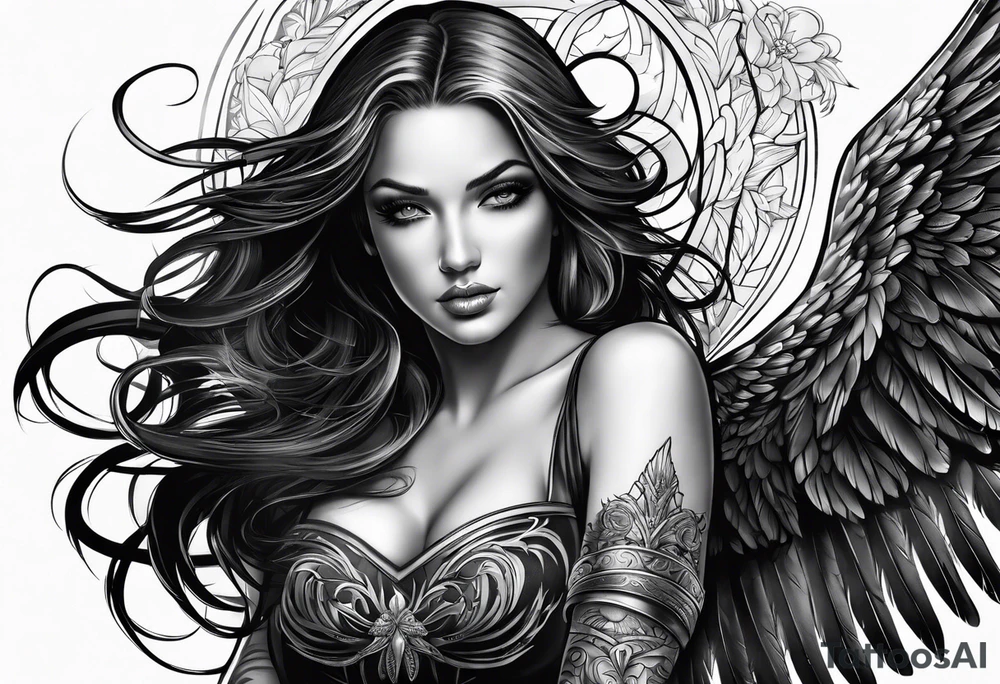 Female dark angel tattoo idea
