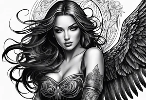 Female dark angel tattoo idea