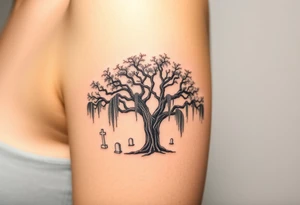 Oak trees with Spanish moss in a cemetery tattoo idea