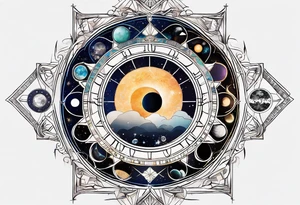 Astrology, Natal Chart, Cancer sign symbolic, vision, yin yang, the moon, the sun, Uranus, Pluto, spiritual, third eye, mystical, Zen, armband tattoo idea