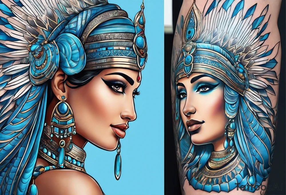 Isis egypt gods, light blue tattoo idea
