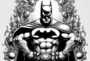 Batman full body 
holding pokeballs tattoo idea