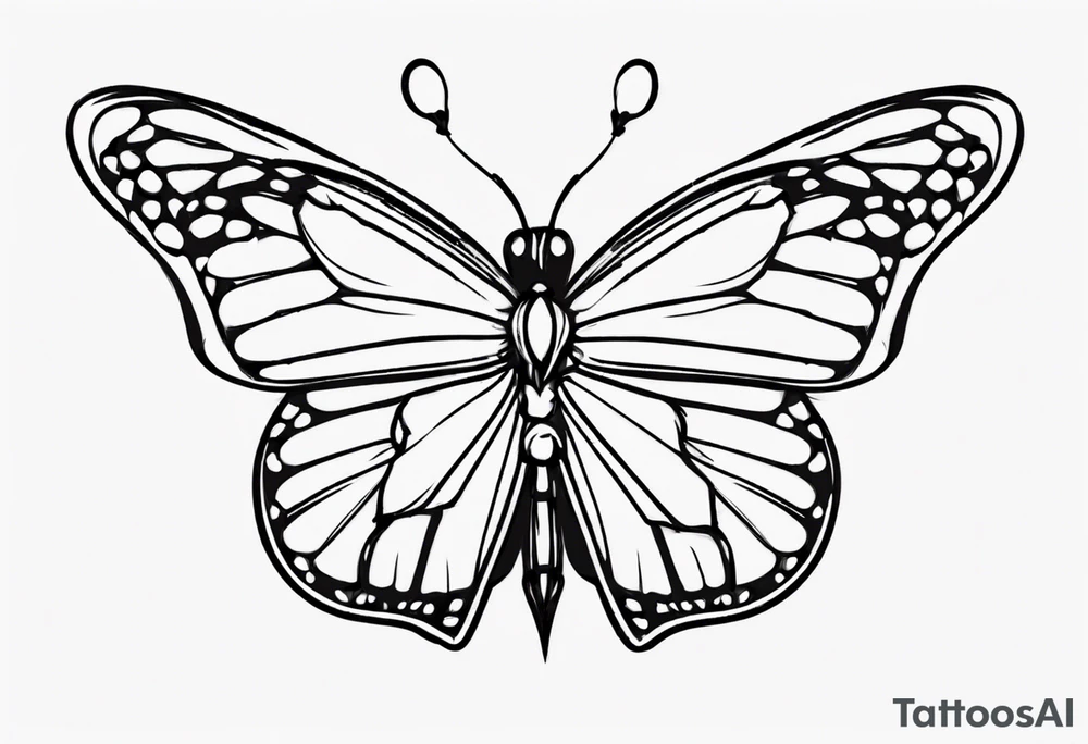 monarch butterfly simple black outline sitting with wings slightly closed tattoo idea