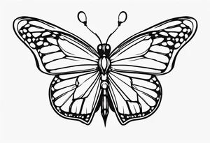 monarch butterfly simple black outline sitting with wings slightly closed tattoo idea