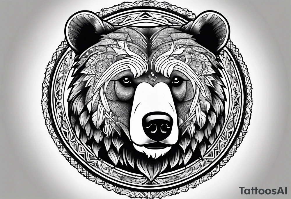 Bear inside a circle tattoo idea
