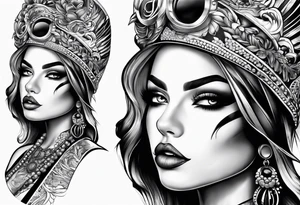 Sexy gangster chick body tattoo idea