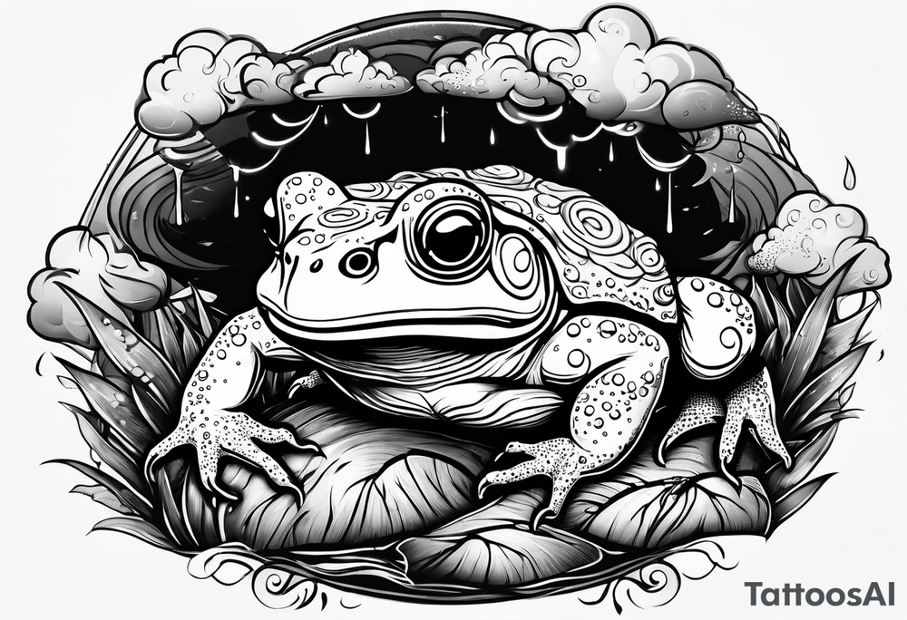 A toad in a thunderstorm tattoo idea
