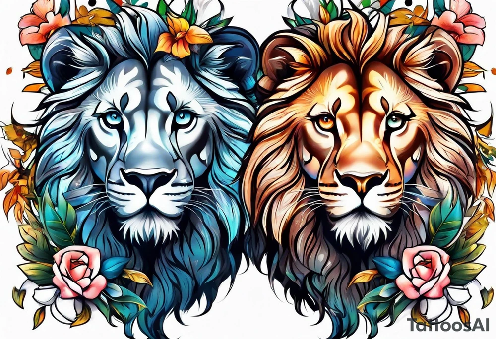 Leo couple animals tattoo idea