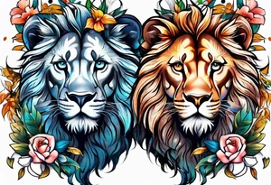Leo couple animals tattoo idea