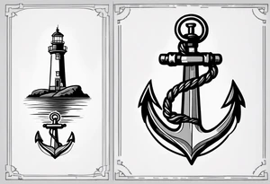 Lighthouse and anchor that says "MY BEACON MY ANCHOR" tattoo idea