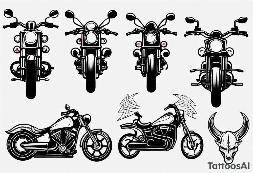 Motorcycle front view with viking tattoo idea