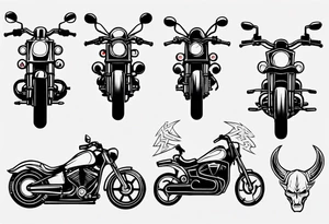 Motorcycle front view with viking tattoo idea
