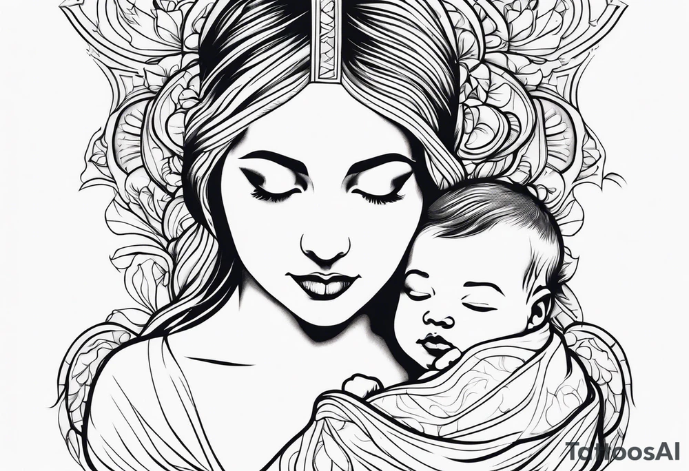 mother baby tattoo idea