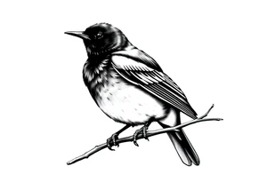 Male European Blackbird on a branch tattoo idea tattoo idea