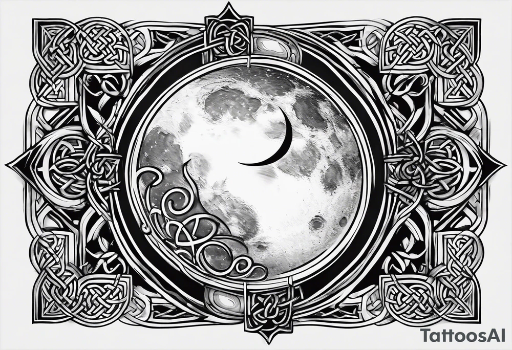 Moon, celtic symbol, hidrangia tattoo idea