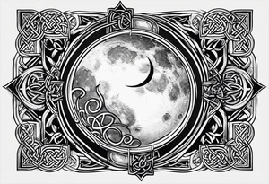 Moon, celtic symbol, hidrangia tattoo idea