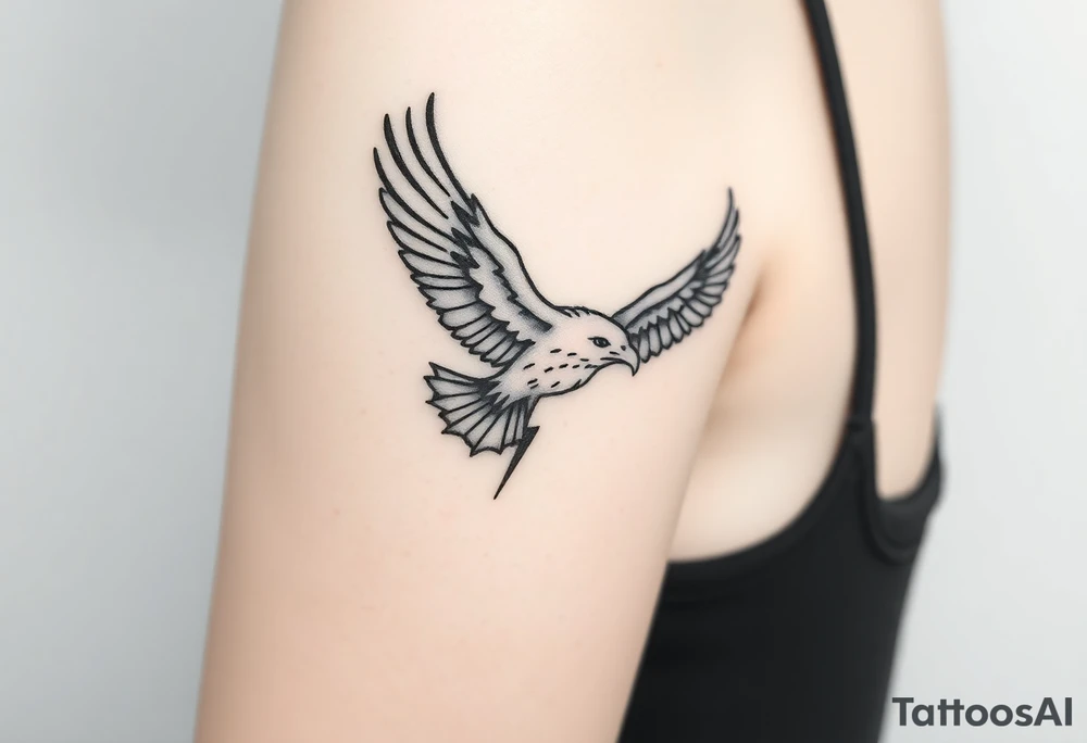 Eagle flying through lightning tattoo idea