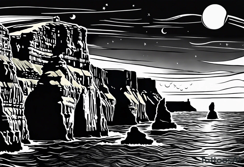 Starry night Cliffs of Moher tattoo idea