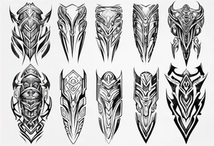 Futuristic leg armor tattoo idea