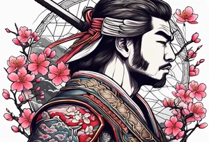 United States Marine and Samurai with cherry blossom tattoo idea