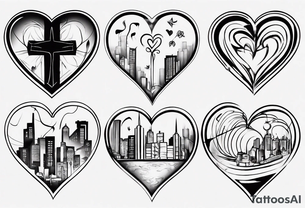 Name Christian Peterson inside a heart with minimalist urban design tattoo idea