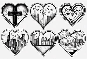 Name Christian Peterson inside a heart with minimalist urban design tattoo idea