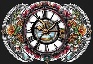 fantasy animal, clock, cross tattoo idea