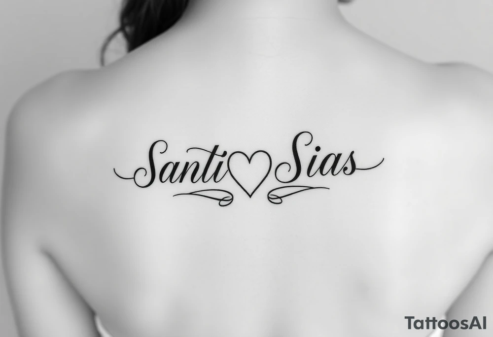 Santi & Sias combined in cursive with a heart in the middle connecting them together tattoo idea