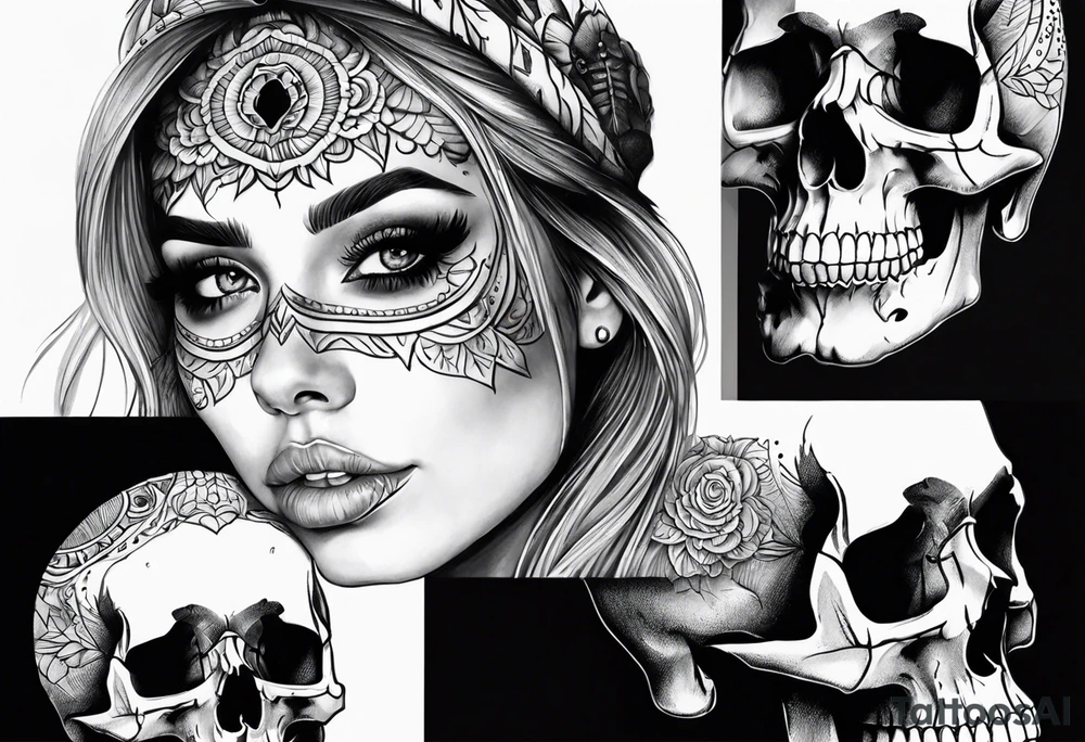 Women skull tattoo idea