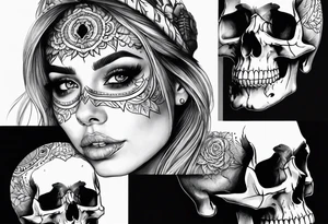 Women skull tattoo idea